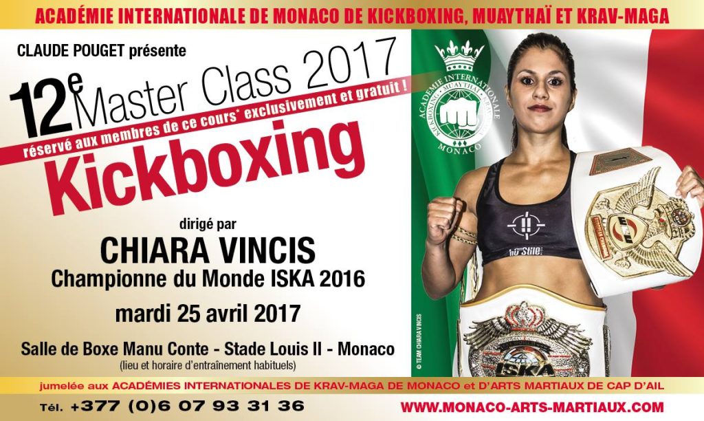 Master Class de Kickboxing avec Chiara Vincis à Monaco Avril 2017